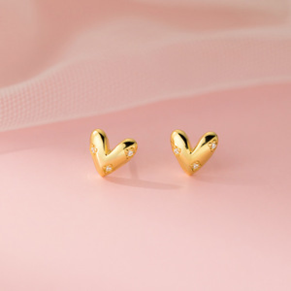A45812 s925 sterling silver trendy sweet rhinestone heart stud earrings