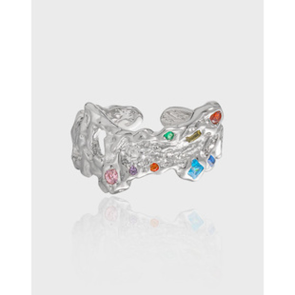 A38649 minimalist quality colorful cubic zirconia s925 sterling ring