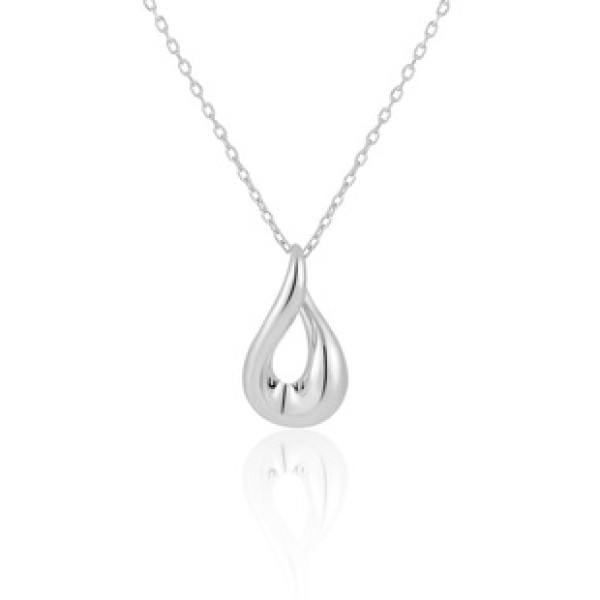 A43342 geometric oval hollowed s925 sterling silver unique necklace