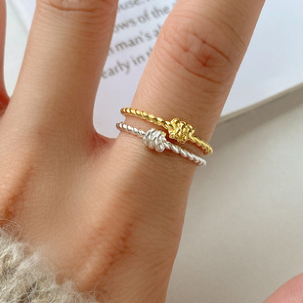 A43404 s925 sterling silver simple fashion twist rope ring