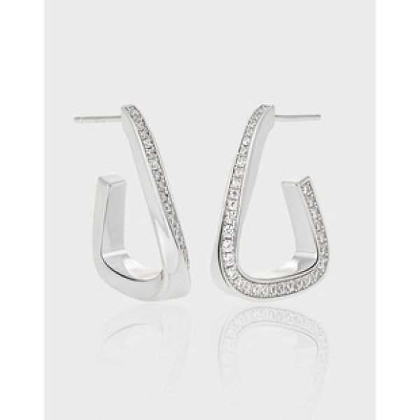 A40610 elegant cubic zirconia triangle design s925 sterling silver stud earrings
