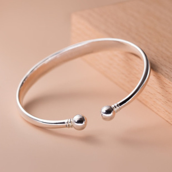 A39168 silver geometric bangle simple elegant adjustable bracelet