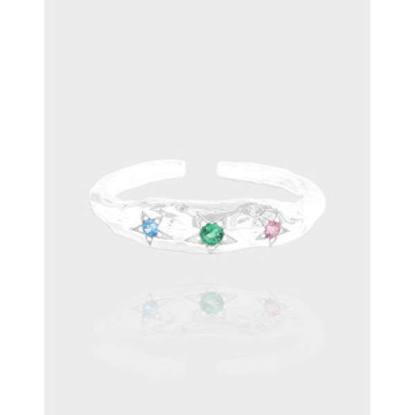 A41448 design wrinkled cubic zirconia adjustable sterling silver s925 ring