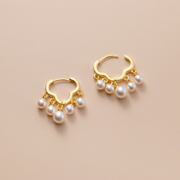 A43304 s925 silver artificial pearl ethnic sweet unique elegant earrings