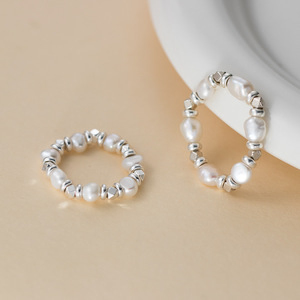 A44954 s925 sterling silver sweet dainty pearl ring