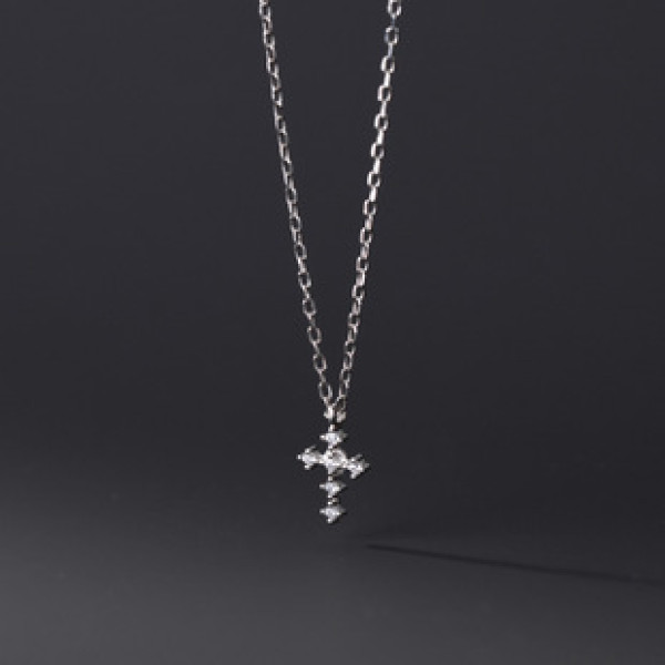 A38338 s925 sterling silver rhinestone design unique necklace