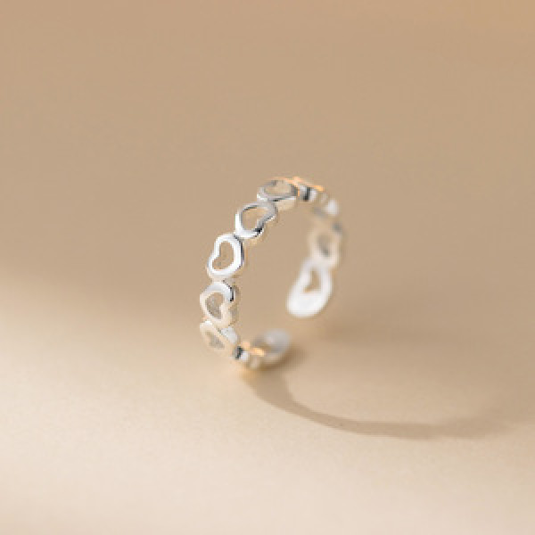 A45500 s925 sterling silver trendy sweet dainty hollowed heart ring