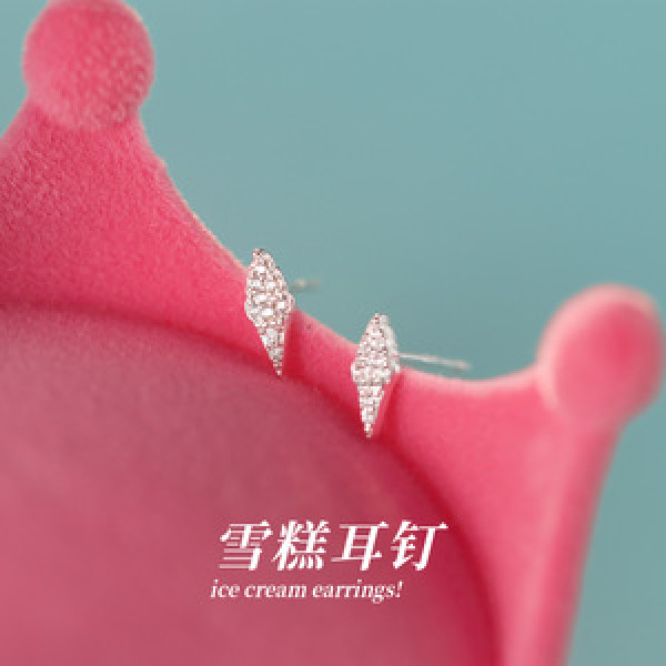 A44320 s925 sterling silver dainty simple sparkling rhinestone stud earrings
