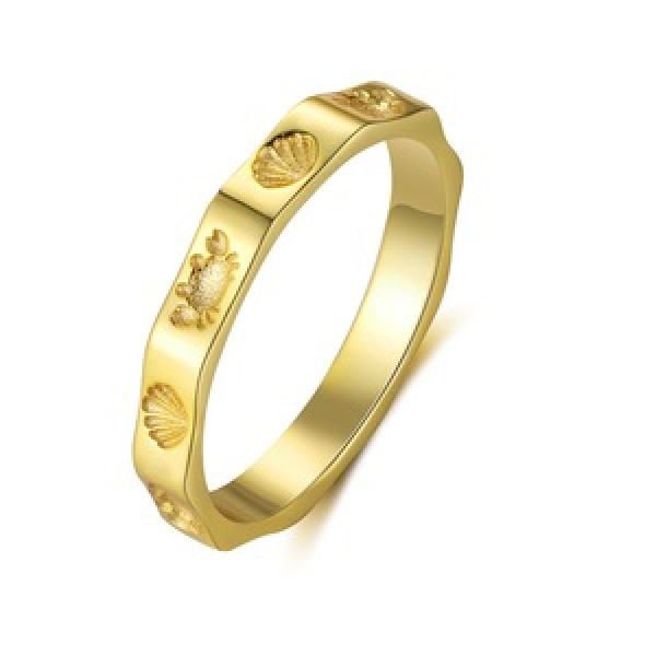 A45850 s925 sterling silver ocean simple gold grade goldplated ring