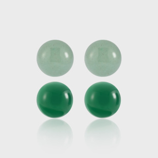 A42088 elegant green jade geometric circle agate s925 sterling silver stud earrings