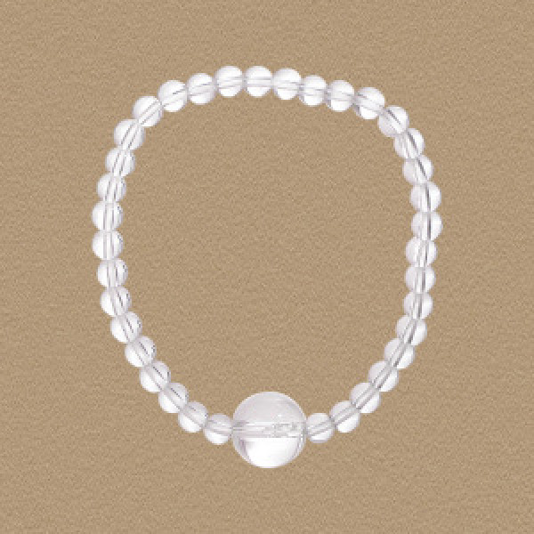 A46223 natural crystal bead stretchy rope charm s925 sterling silver beaded bracelet