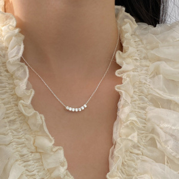 A43967 s925 sterling silver trendy sweet unique square necklace