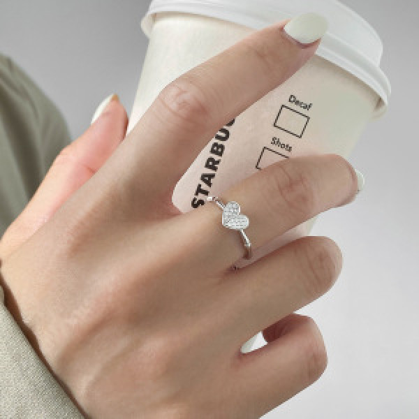 A46231 s925 sterling silver sweet rhinestone heart ring