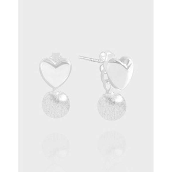 A41730 design ball stud sterling silver s925 heart earrings