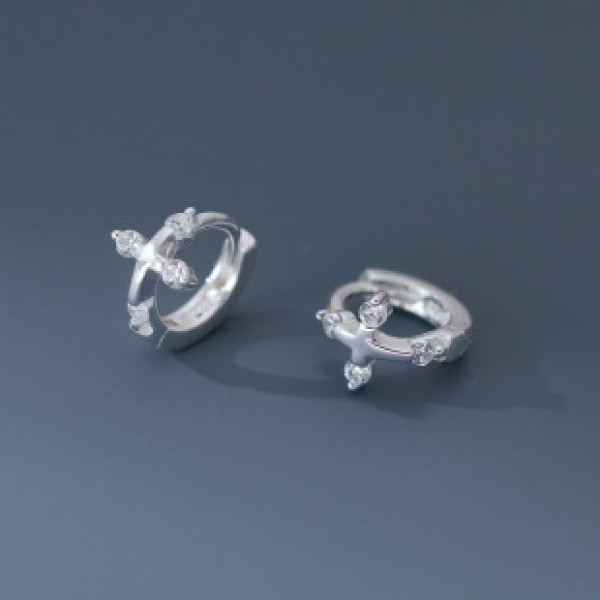 A41046 s925 sterling silver rhinestone design unique earrings
