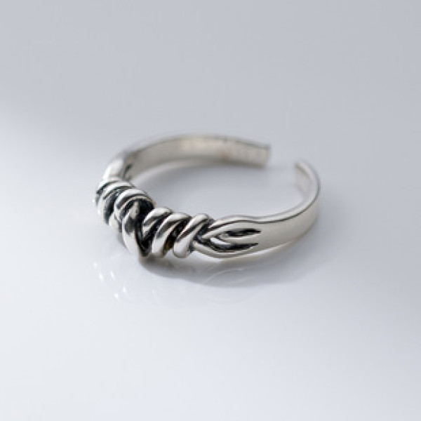A41938 s925 sterling silver vintage unique rope wrap thai ring