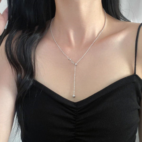 A46399 s925 silver simple moon necklace