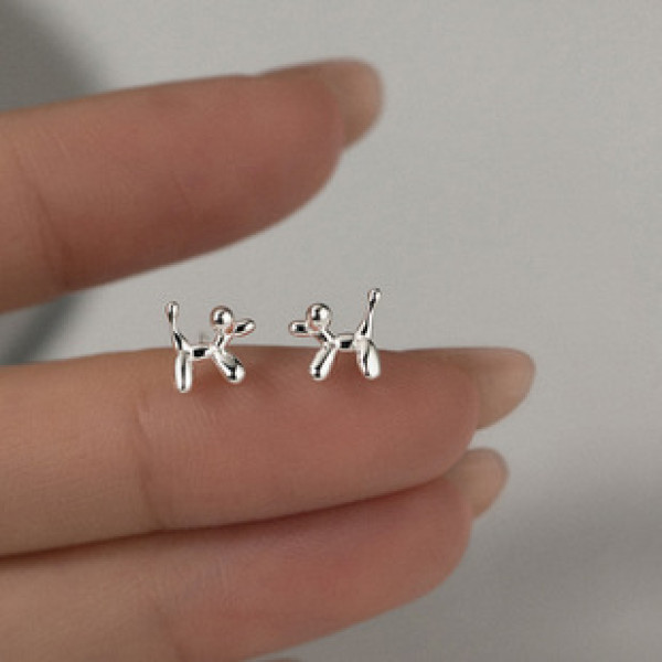 A37350 s925 silver ball stud cute cartoon sweet earrings