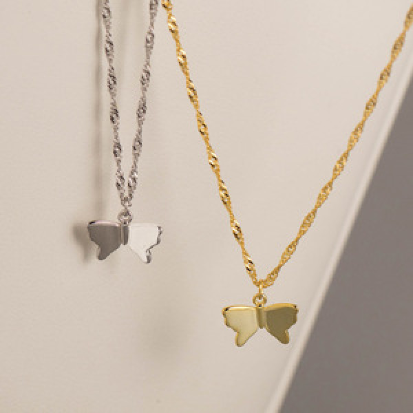A44267 s925 sterling silver butterfly braided elegant necklace