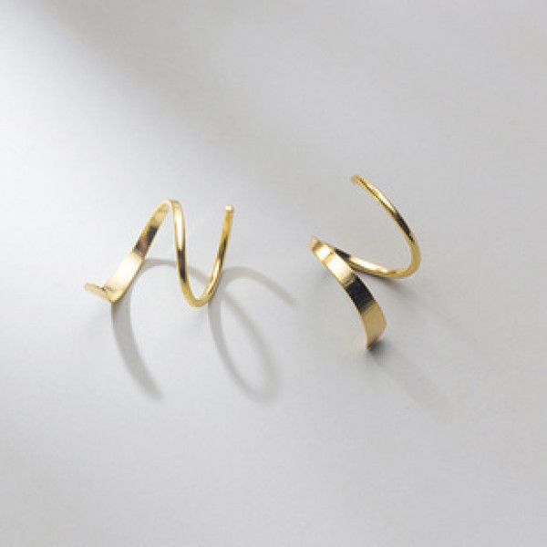 A36881 s925 sterling silver simple trendy spiral hoop sweet chic weave short earrings