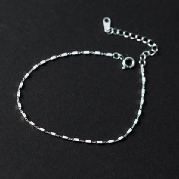 A43810 s925 silver trendy sweet simple square charm bracelet
