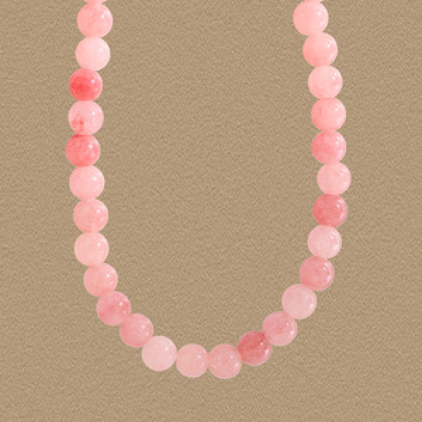 A44299 natural pink agate beaded sterling silver s925 necklace