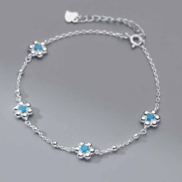 A41089 s925 sterling silver trendy flower charm elegant bracelet