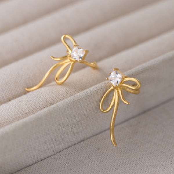 A44743 s925 sterling silver rhinestone matte finish butterfly clipon stud earrings