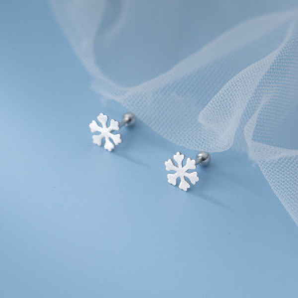 A44832 s925 silver stud fashion christmas elegant simple snowflake earrings