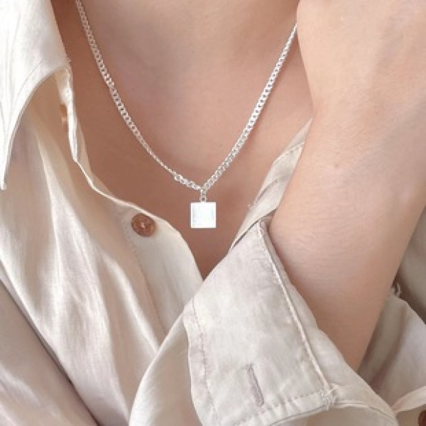 A37259 925 sterling silver square chain necklace