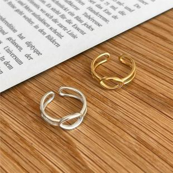 A37657 simple s925 sterling silver ring geometric ring