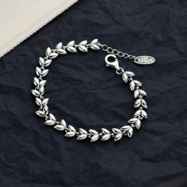 A41744 s925 sterling silver charm vintage thai simple necklace bracelet