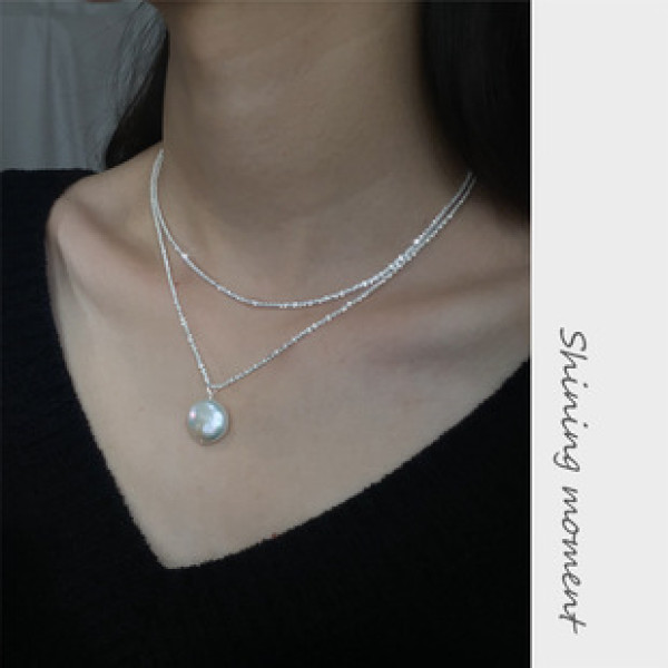 A39634 s925 sterling silver elegant pearl grade necklace