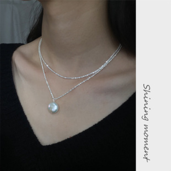 A39634 s925 sterling silver elegant pearl grade necklace