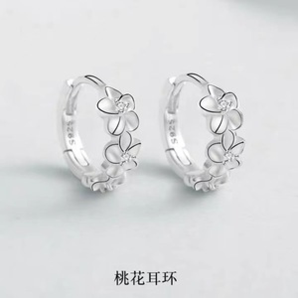 A45319 s925 sterling silver trendy sweet rhinestone flower stud earrings