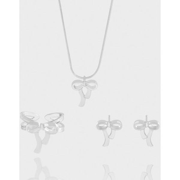 A42811 design ribbon butterfly sterling silver s925 necklace ring