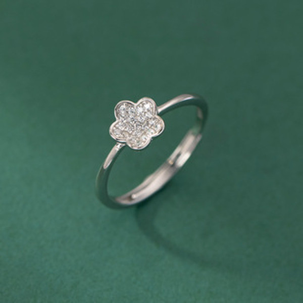 A38486 s925 sterling silver sparkling rhinestone flower sweet elegant ring