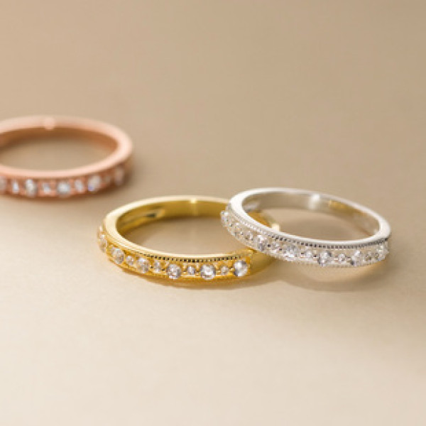 A42897 s925 sterling silver hollowed rhinestone fashion ring