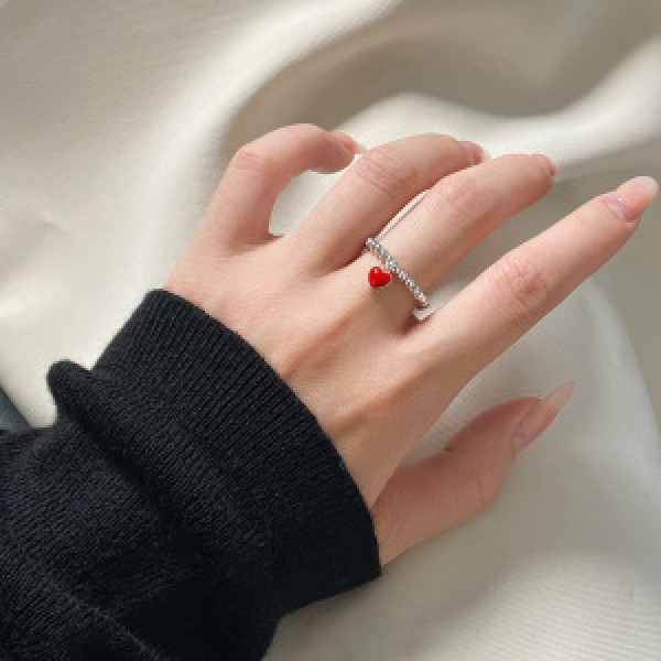 A44787 s925 silver fashion sweet heart trendy stretchy ring