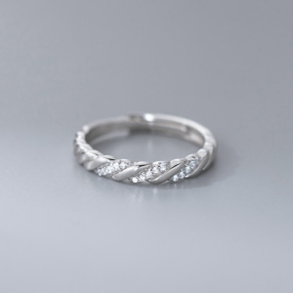 A46227 s925 sterling silver simple rhinestone twist ring