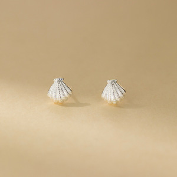 A44374 s925 sterling silver dainty simple trendy sweet elegant shell stud earrings