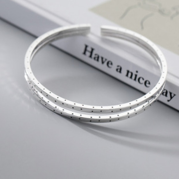 A38469 silver double doublelayer layered stars bangle design elegant bracelet