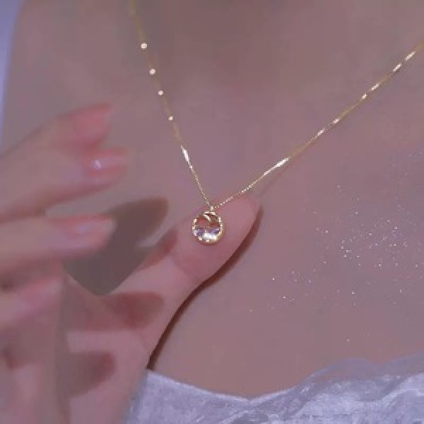 A44946 s925 sterling silver rhinestone elegant necklace