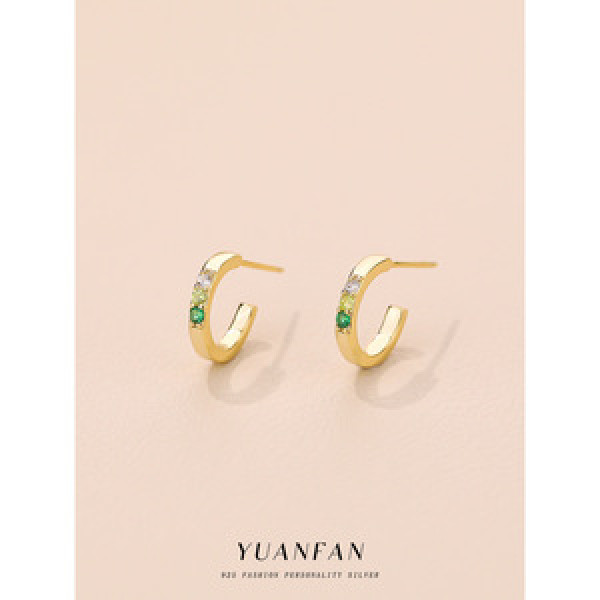 A43678 s925 sterling silver colorful cubic zirconia stud unique trendy earrings