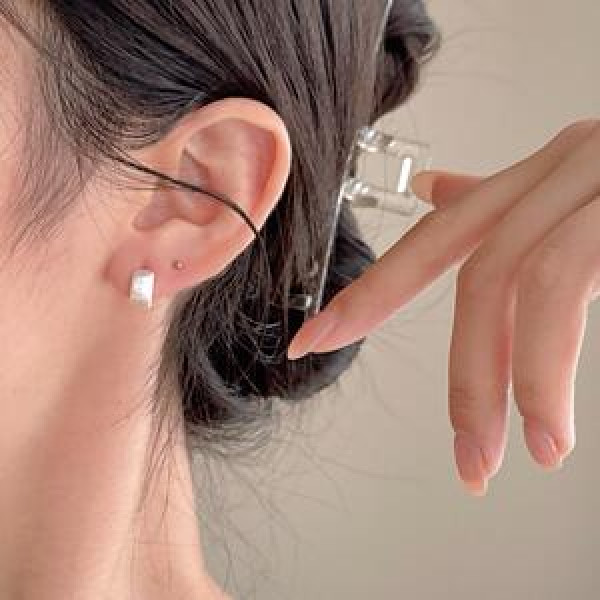 A46380 sterling silver simple elegant earrings