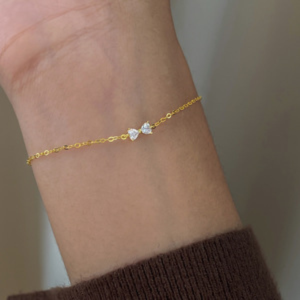 A43787 s925 sterling silver rhinestone butterfly charm dainty sweet bracelet