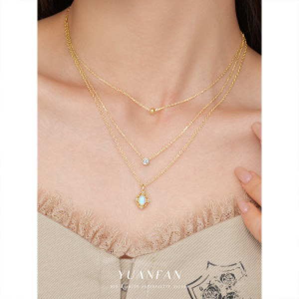 A43886 s925 sterling silver opal lace simple vintage pendant hollowed necklace