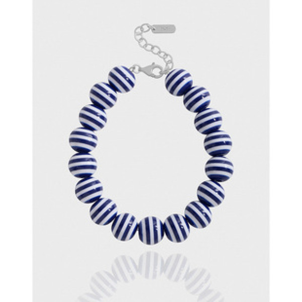 A43271 design bead beaded charm sterling silver s925 bracelet