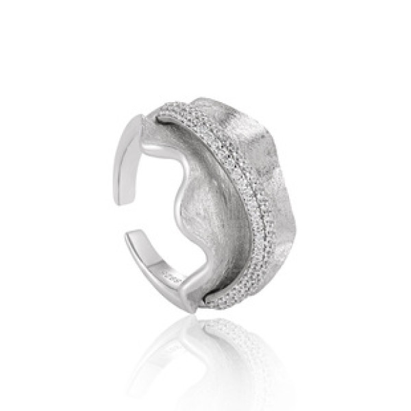 A43120 unique grade sparkling rhinestone design geometric wrinkled ring