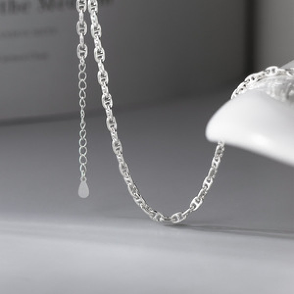 A46071 s925 silver dainty simple fashion elegant chain bar necklace